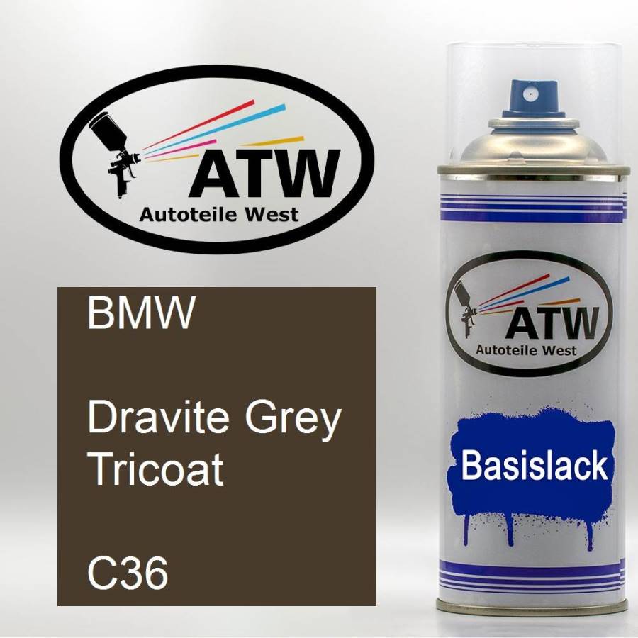 BMW, Dravite Grey Tricoat, C36: 400ml Sprühdose, von ATW Autoteile West.